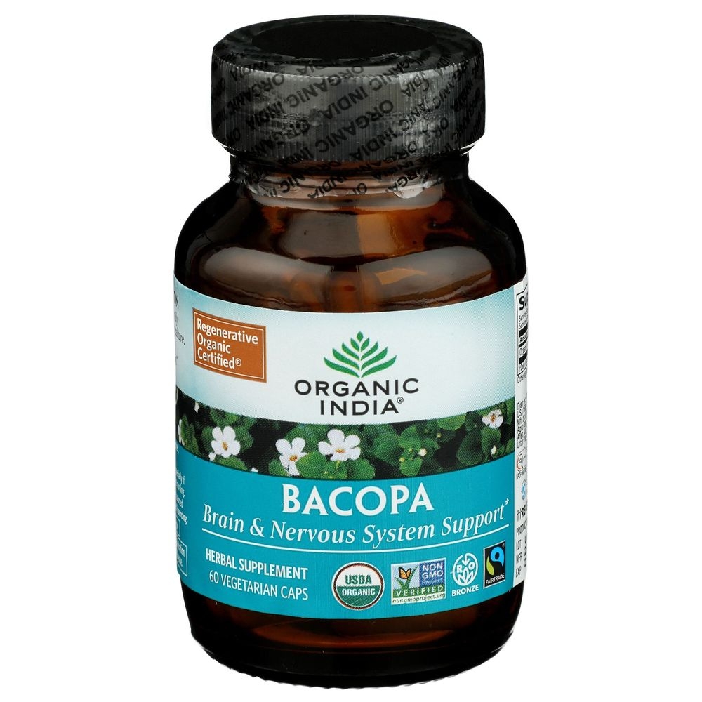 Organic India Bacopa Vegetarian Capsules, 60 count