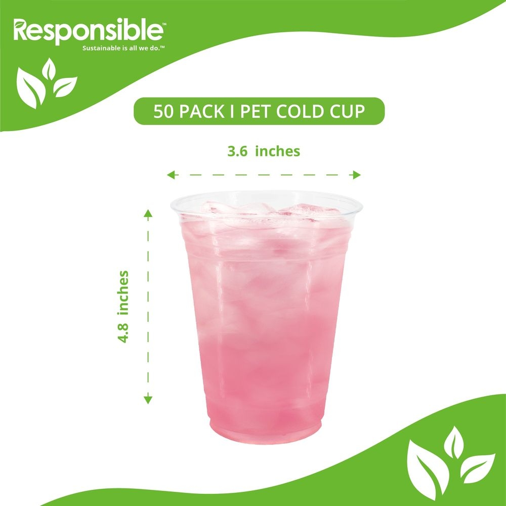 Responsible Products PET Cold Cup, 16 Ounce Capacity -- 1000 per case