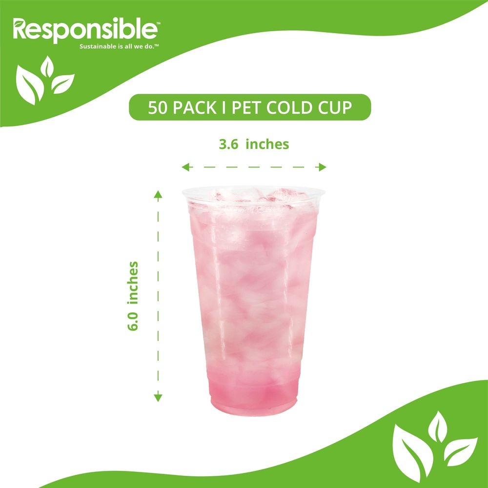 Responsible Products PET Cold Cup, 20 Ounce Capacity -- 1000 per case
