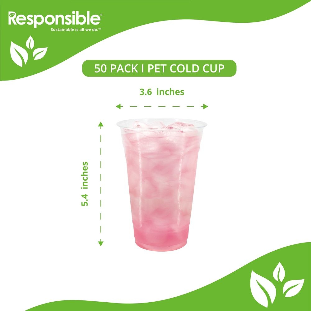 Responsible Products PET Cold Cup, 24 Ounce Capacity -- 1000 per case
