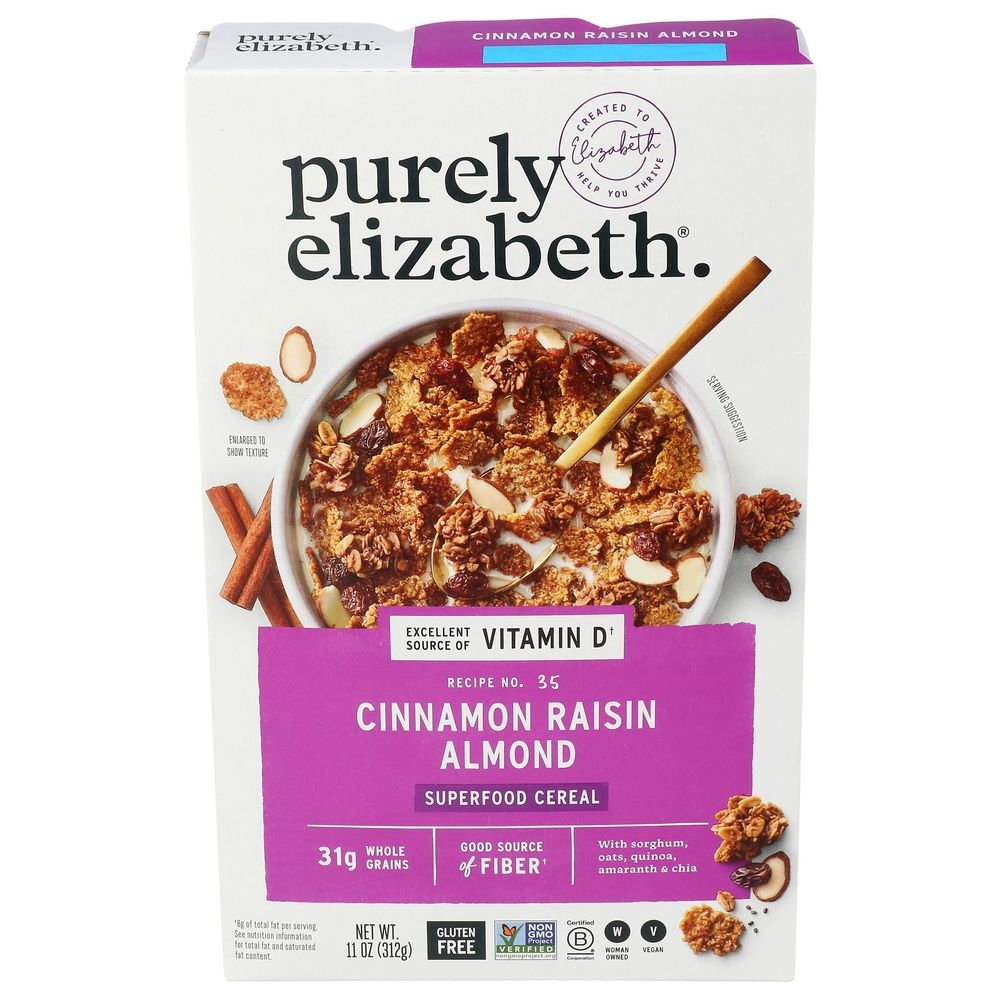 Purely Elizabeth Cinnamon Raisin Almond Superfood Cereal, 11 Ounce -- 10 per case