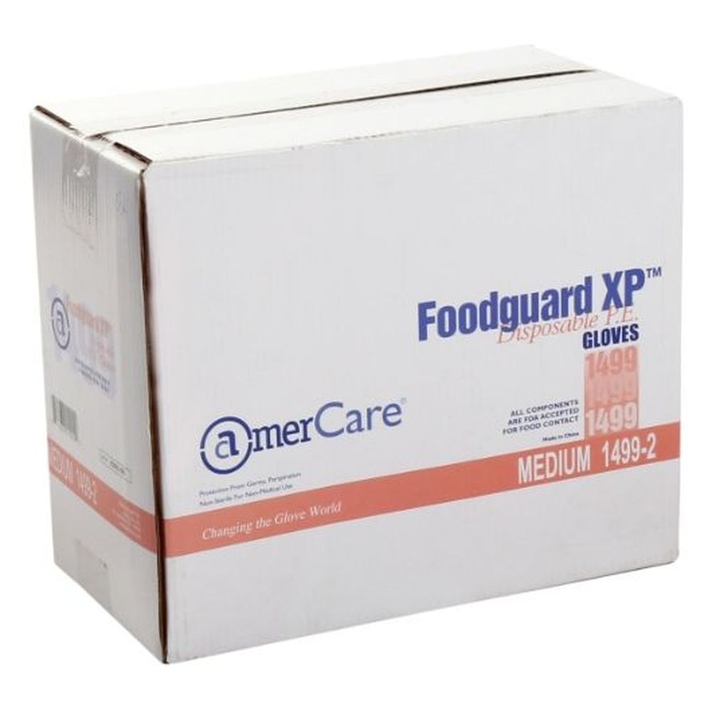 AmerCareRoyal Medium Clear Powder Free Foodguard XP Poly Gloves, 500 count -- 4 per case