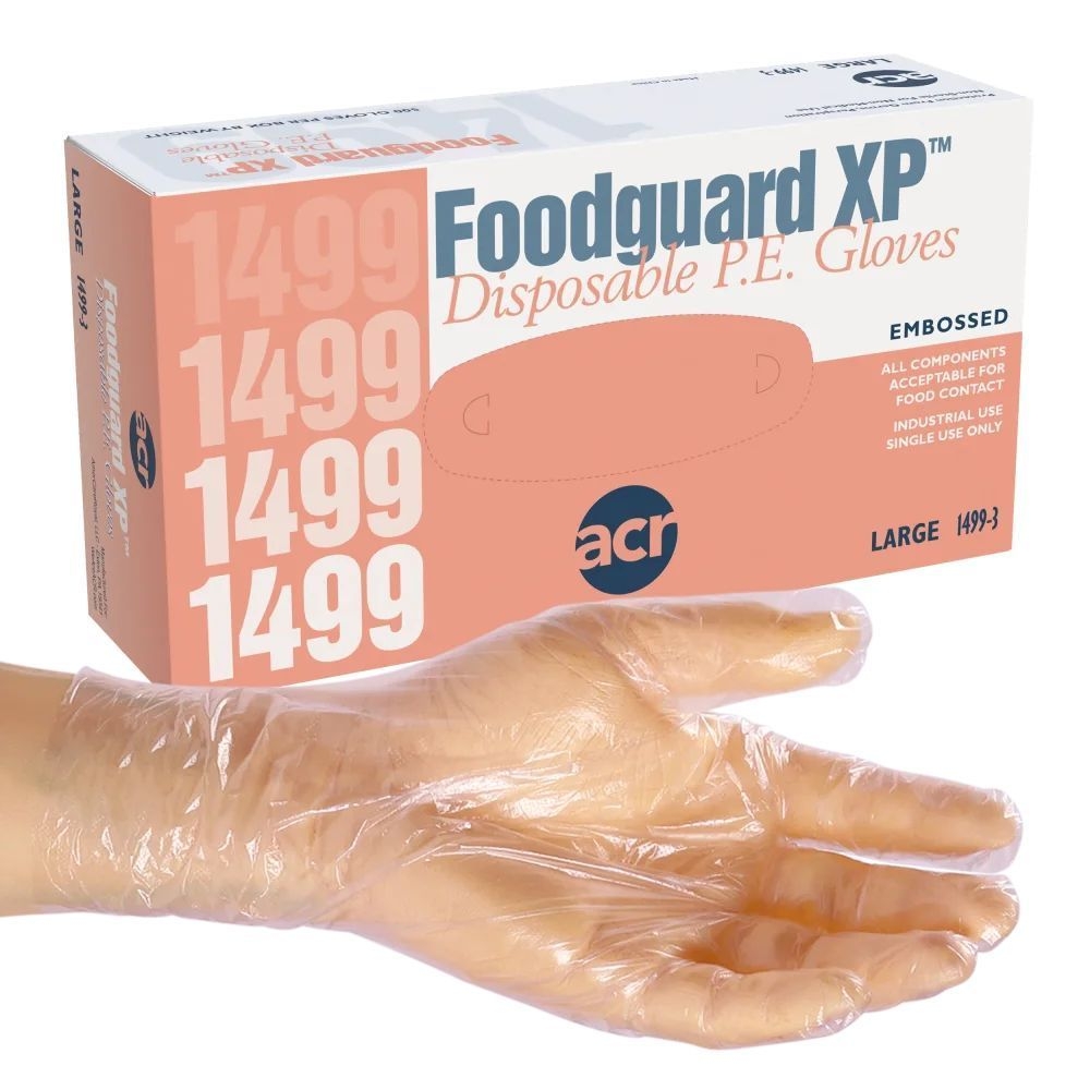 AmerCareRoyal Large Clear Powder Free Foodguard XP Poly Gloves, 500 count -- 4 per case