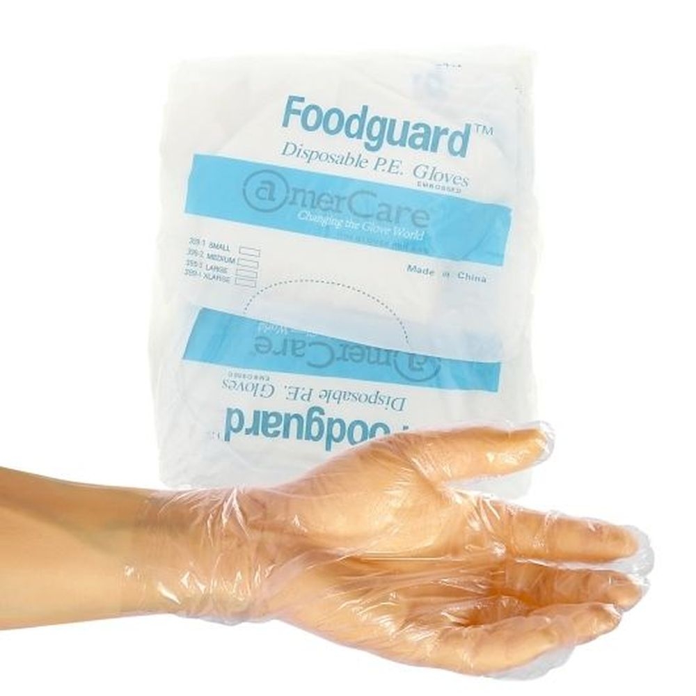 AmerCareRoyal Extra Large Clear Powder Free Foodguard Poly Gloves, 10000 count