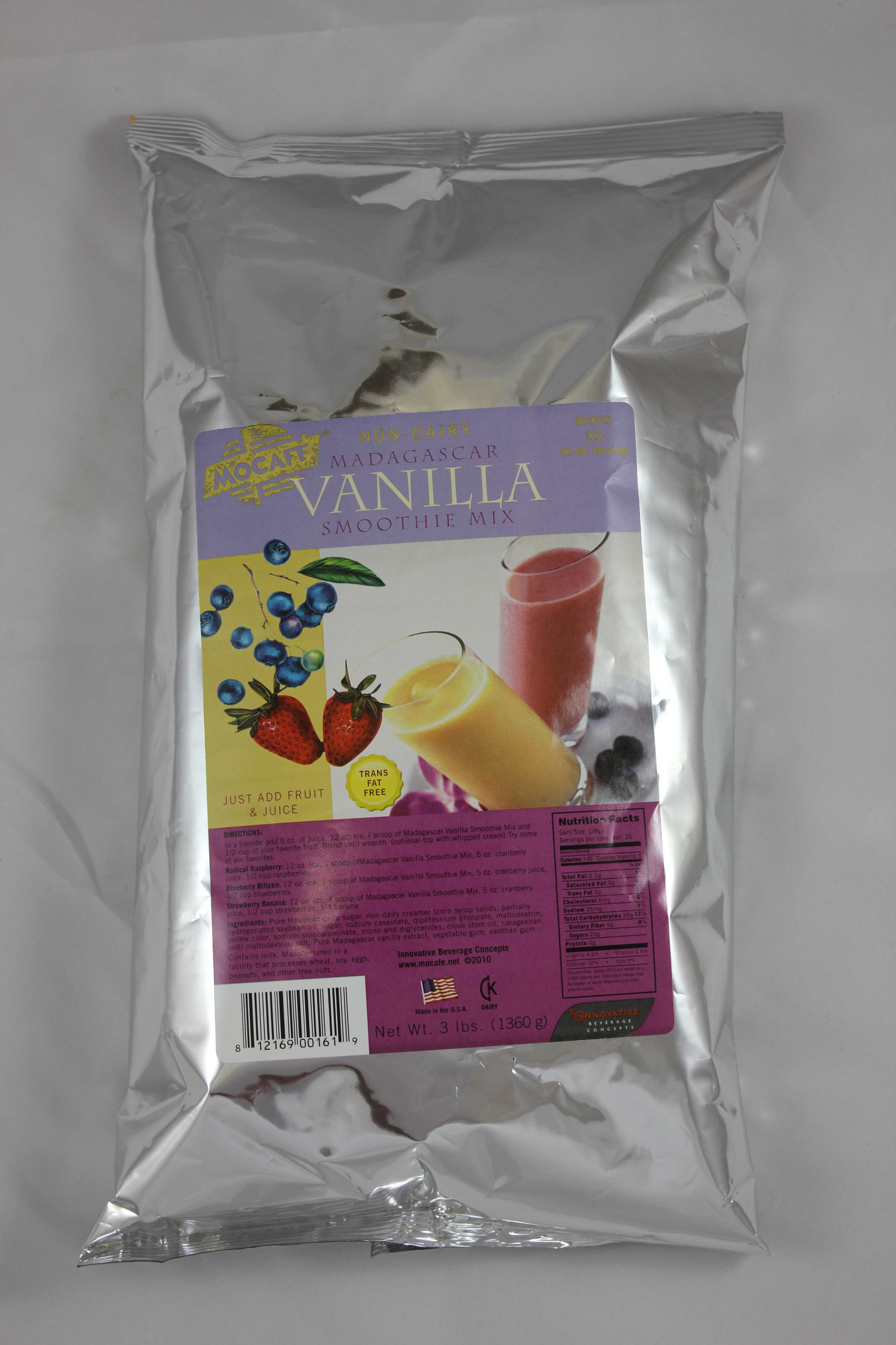 Mocafe Non Dairy Madagascar Vanilla Smoothie Mix, 3 Pound Bag -- 4 per case.