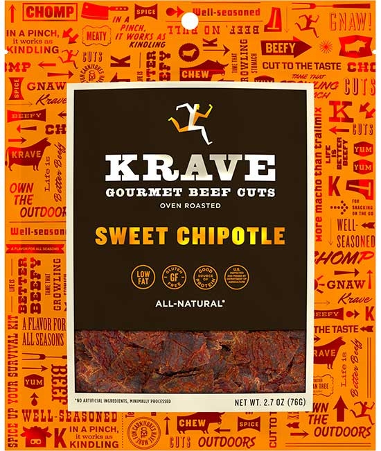 Krave Sweet Chipotle Gourmet Beef Cut, 2.7 ounce -- 8 per case.