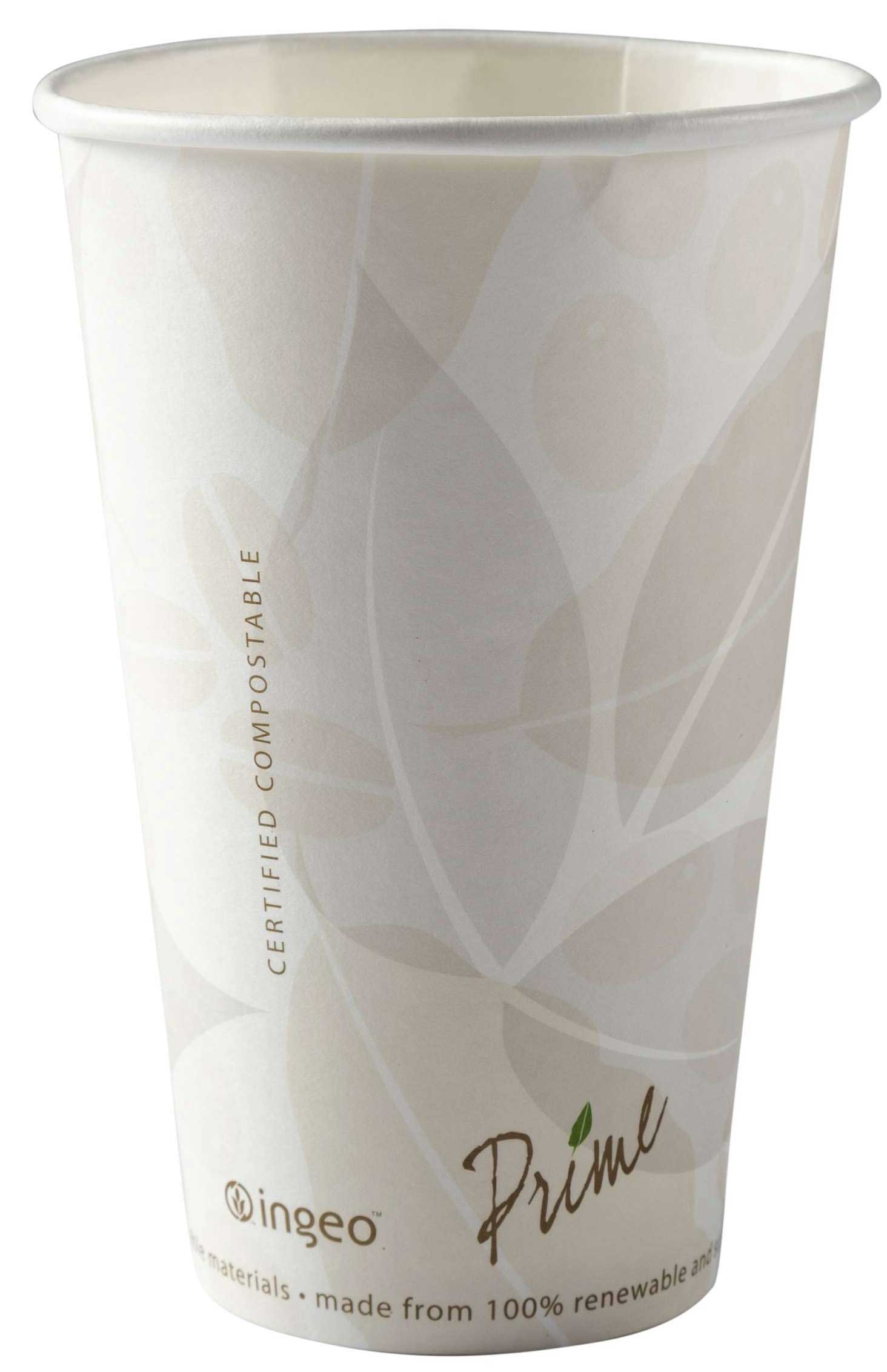 Primeware PLA Lined Compostable Hot Cup, 16 Ounce -- 1000 per case.