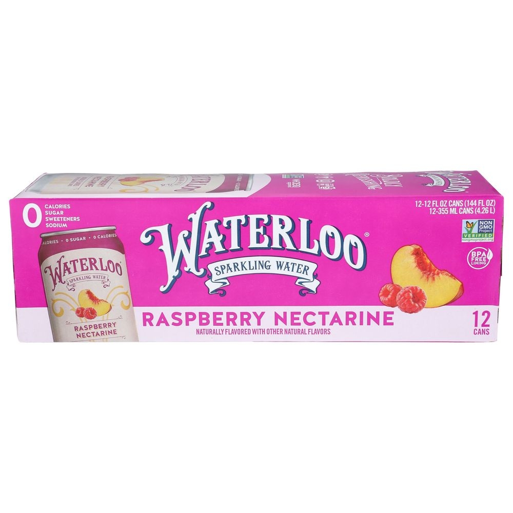 Waterloo 12 Fluid Ounce Raspberry Nectarine Sparkling Water, 12 count -- 2 per case