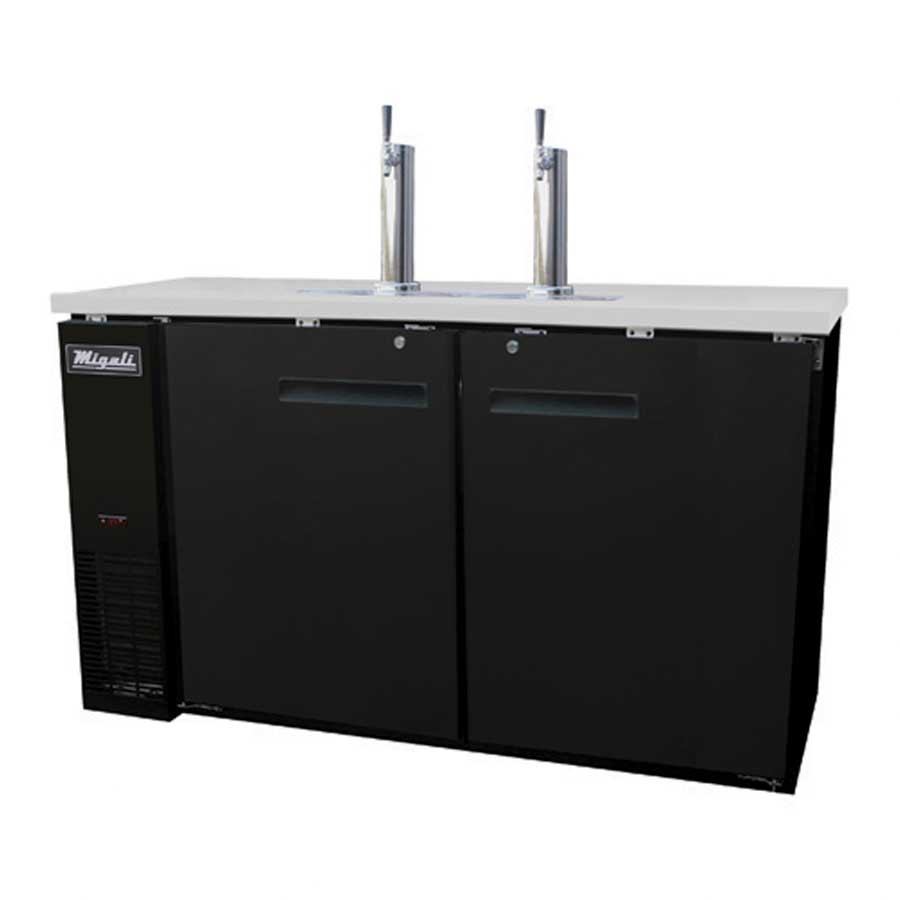 Migali 2 Doors Direct Draw Beer Dispenser, 60.8 inch Width x 24.4 inch Depth x 35.75 inch Height