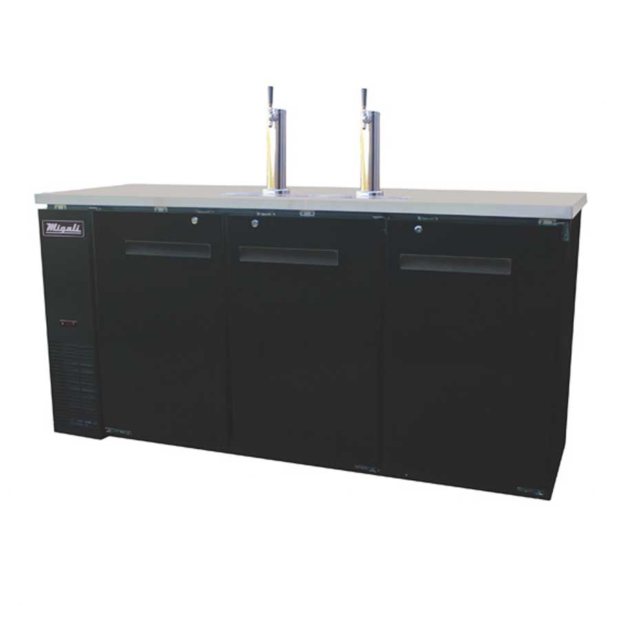 Migali 3 Doors Direct Draw Beer Dispenser, 72.8 inch Width x 24.4 inch Depth x 35.75 inch Height
