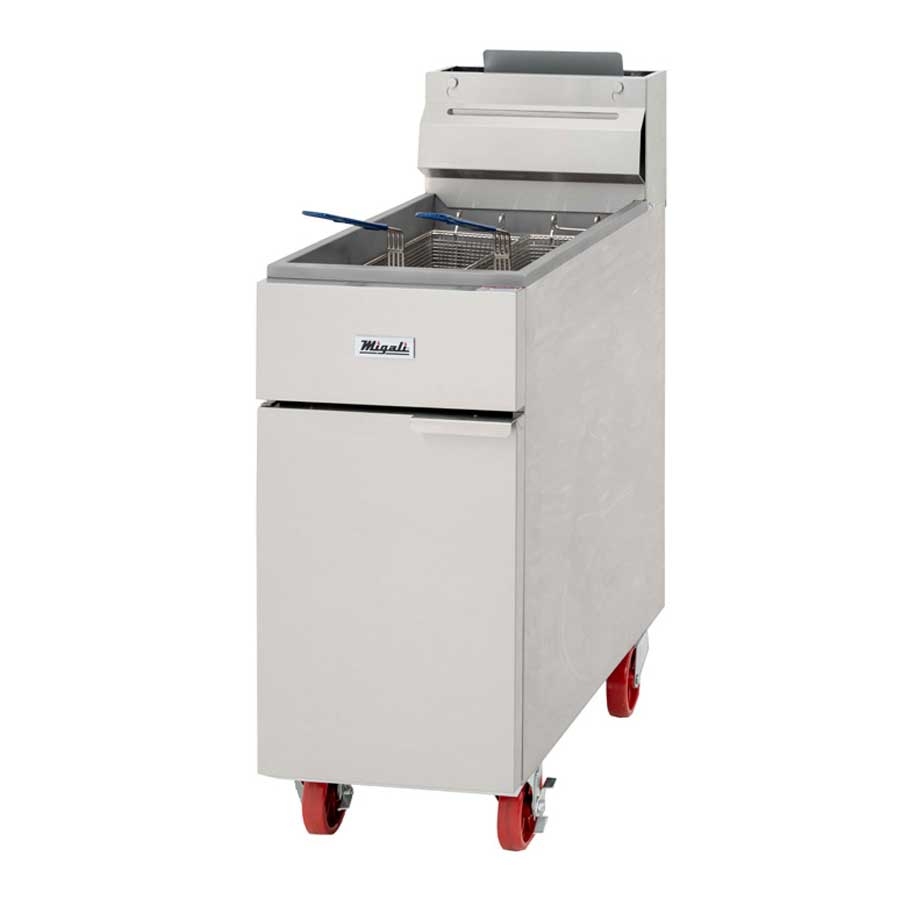 Migali 40 Pound Natural Gas Fryer, 15.6 inch Width x 30.1 inch Depth x 44.4 inch Height