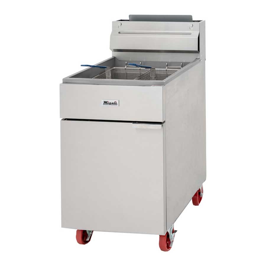 Migali 75 Pound Liquid Propane Fryer, 21.1 inch Width x 30.1 inch Depth x 44.4 inch Height