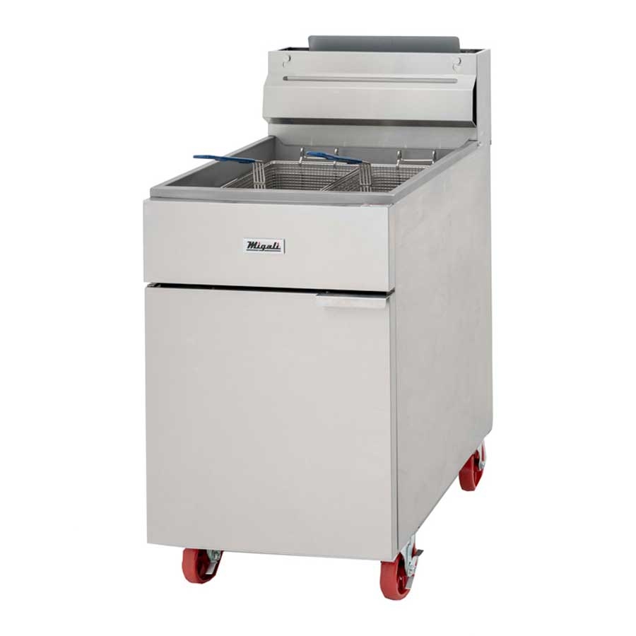 Migali 75 Pound Natural Gas Fryer, 21.1 inch Width x 30.1 inch Depth x 44.4 inch Height