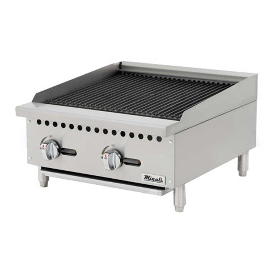 Migali Countertop Char Rock Broiler, 24 inch Width x 27.6 inch Depth x 15.2 inch Height