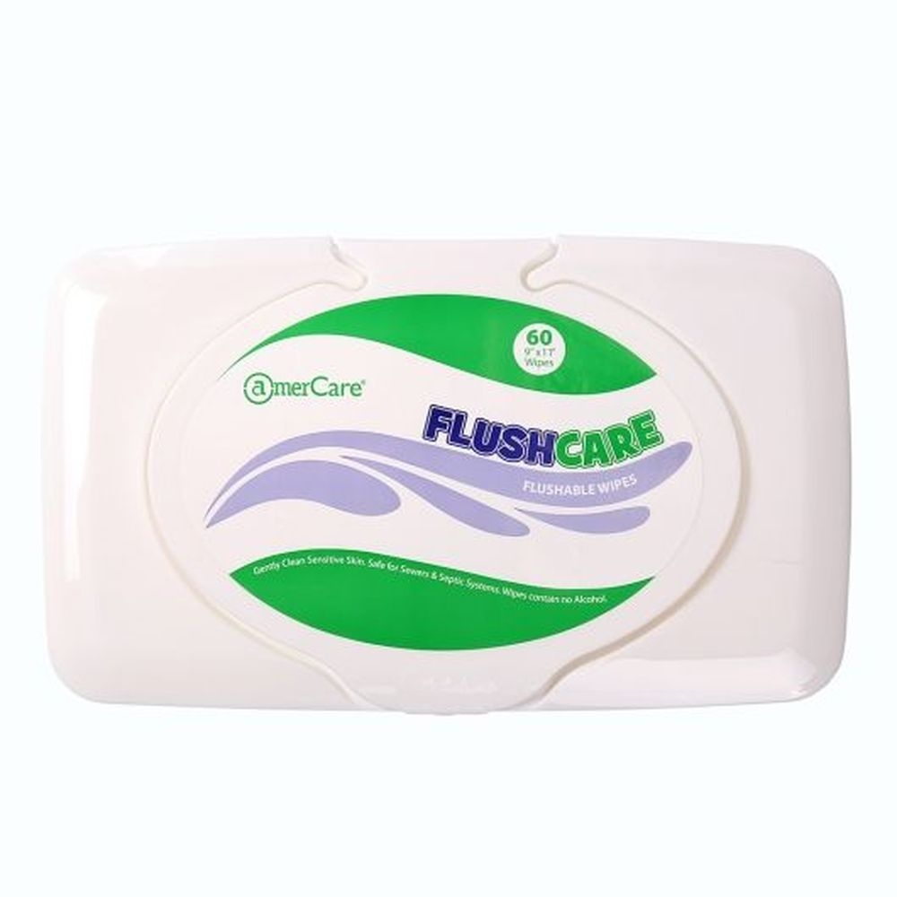 AmerCareRoyal 9 x 11 inch Spunlace Flushable Wipes, 60 count -- 9 per case