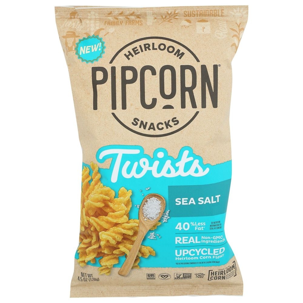 Pipcorn Heirloom Snacks Sea Salt Twists, 4.5 Ounce -- 12 per case
