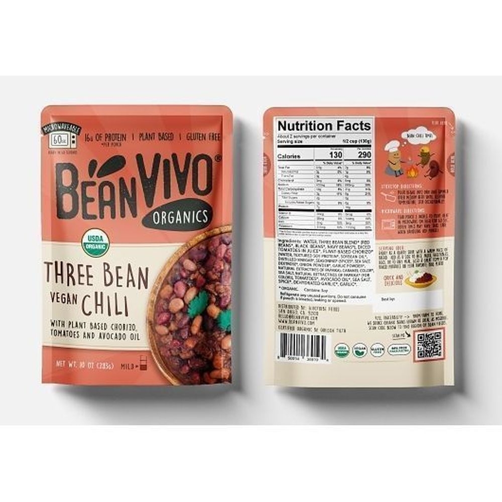 Beanvivo Organics Three Bean Vegan Chili, 10 Ounce -- 6 per case