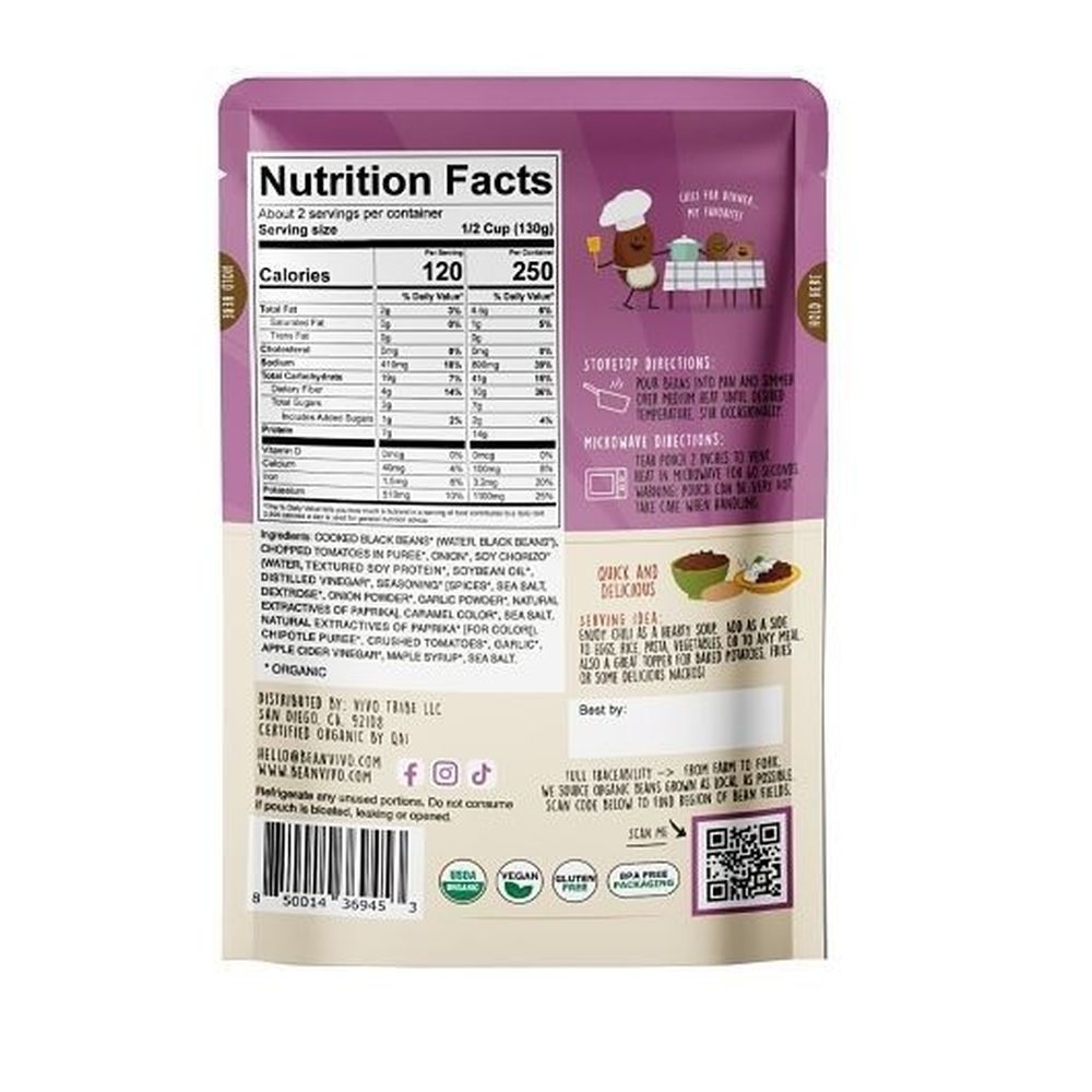 Beanvivo Organics Black Bean Chipotle Chili, 10 Ounce -- 6 per case