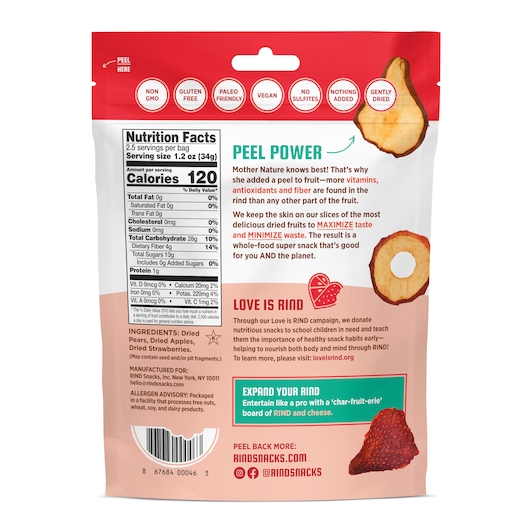 Rind Snacks Straw-Peary Skin On Dried Fruit Blend, 3 Ounce -- 12 per case