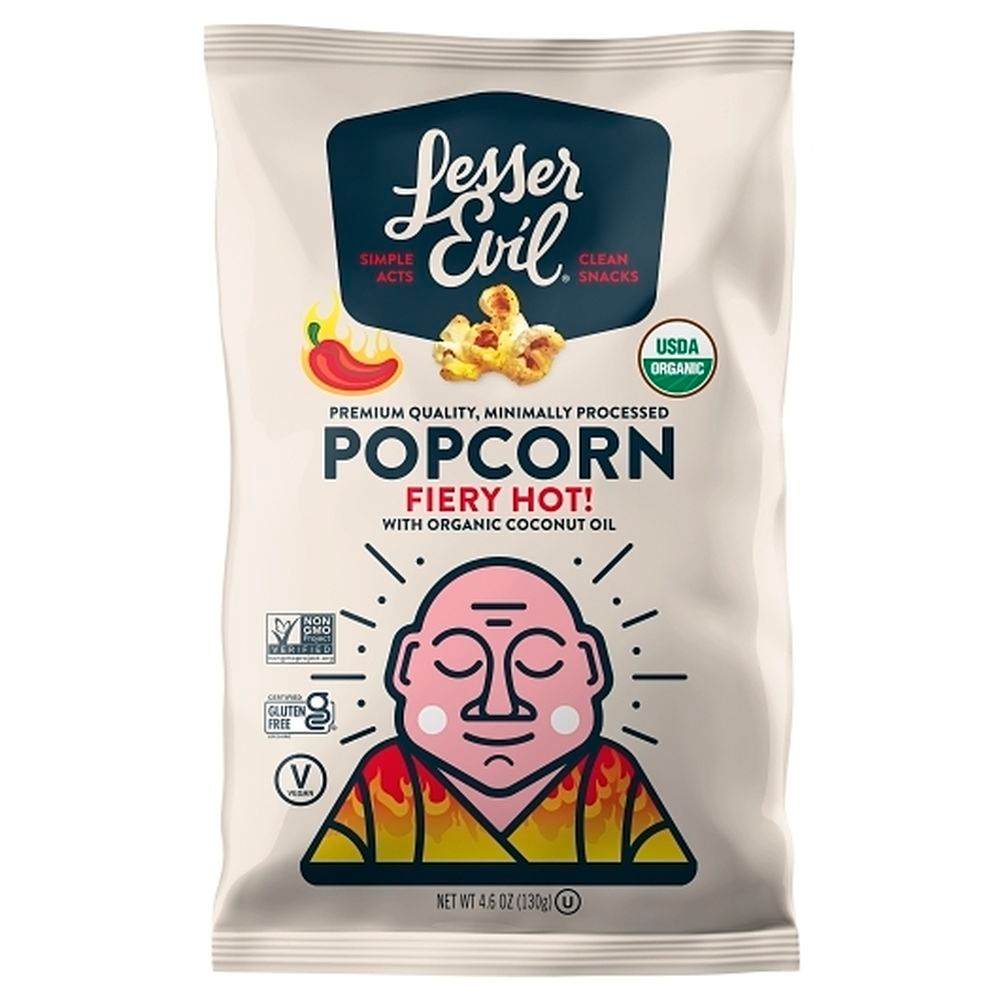 Lesserevil Organic Fiery Hot Popcorn, 4.6 Ounce -- 6 per case