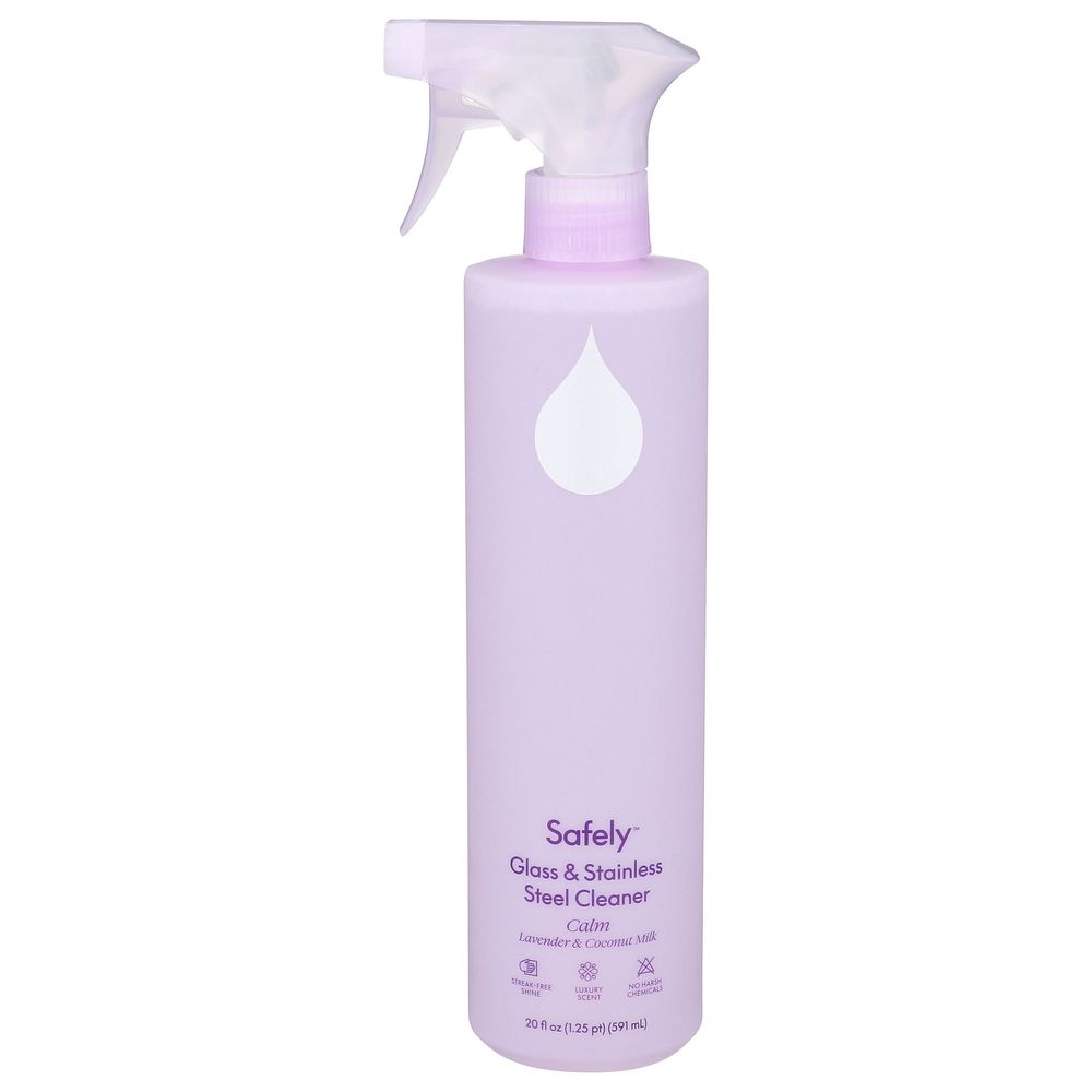 Safely Calm Lavender and Coconut Milk Glass and Stainless Steel Cleaner, 20 Fluid Ounce Spray -- 6 per case