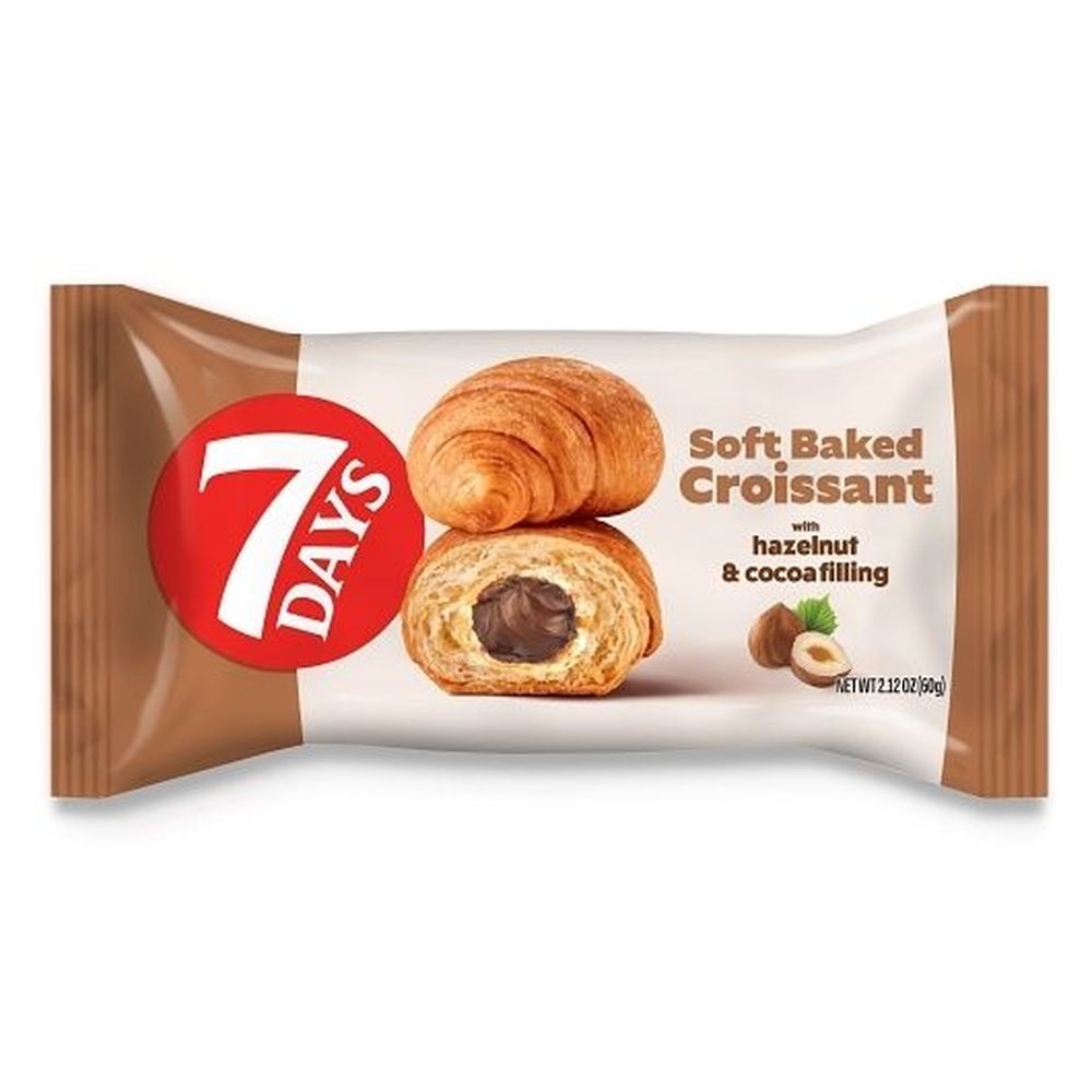 7 Days Soft Baked Croissant with Hazelnut and Cocoa Filling, 2.12 Ounce