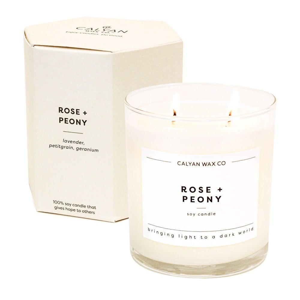 Calyan Wax Rose Plus Peony Two Wick Glass Tumbler Soy Candle, 8.8 Ounce -- 6 per case