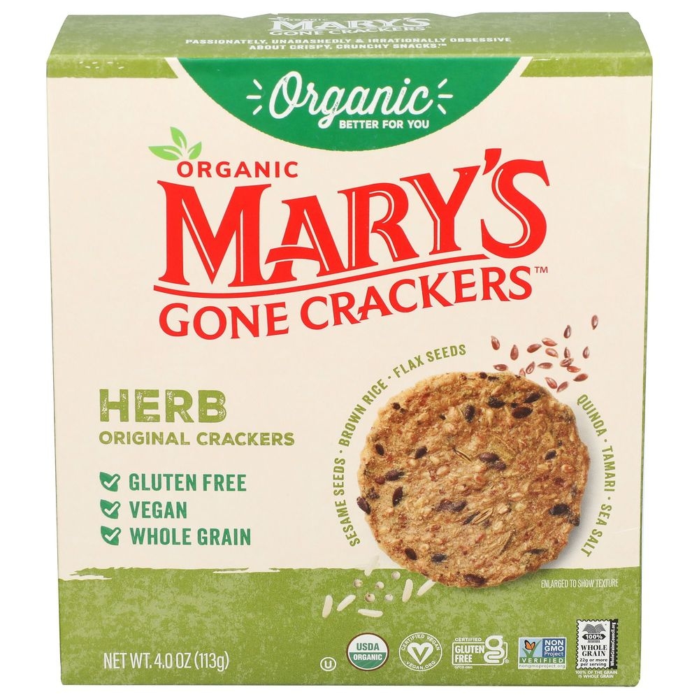 Marys Gone Crackers Organic Herb Cracker, 4 Ounce -- 6 per case