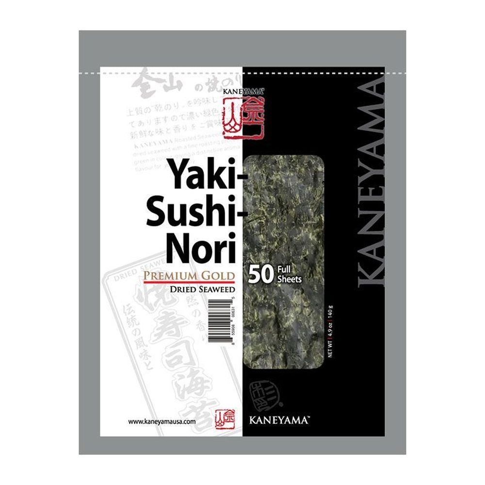 Kaneyama Premium Gold Black Yaki Sushi Nori Full Sheet, 50 count -- 80 per case