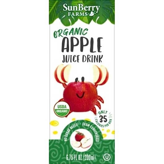 Sunberry Farms Organic Apple Grape Fruit Punch Juice Drink, 6.75 -- 36 per case