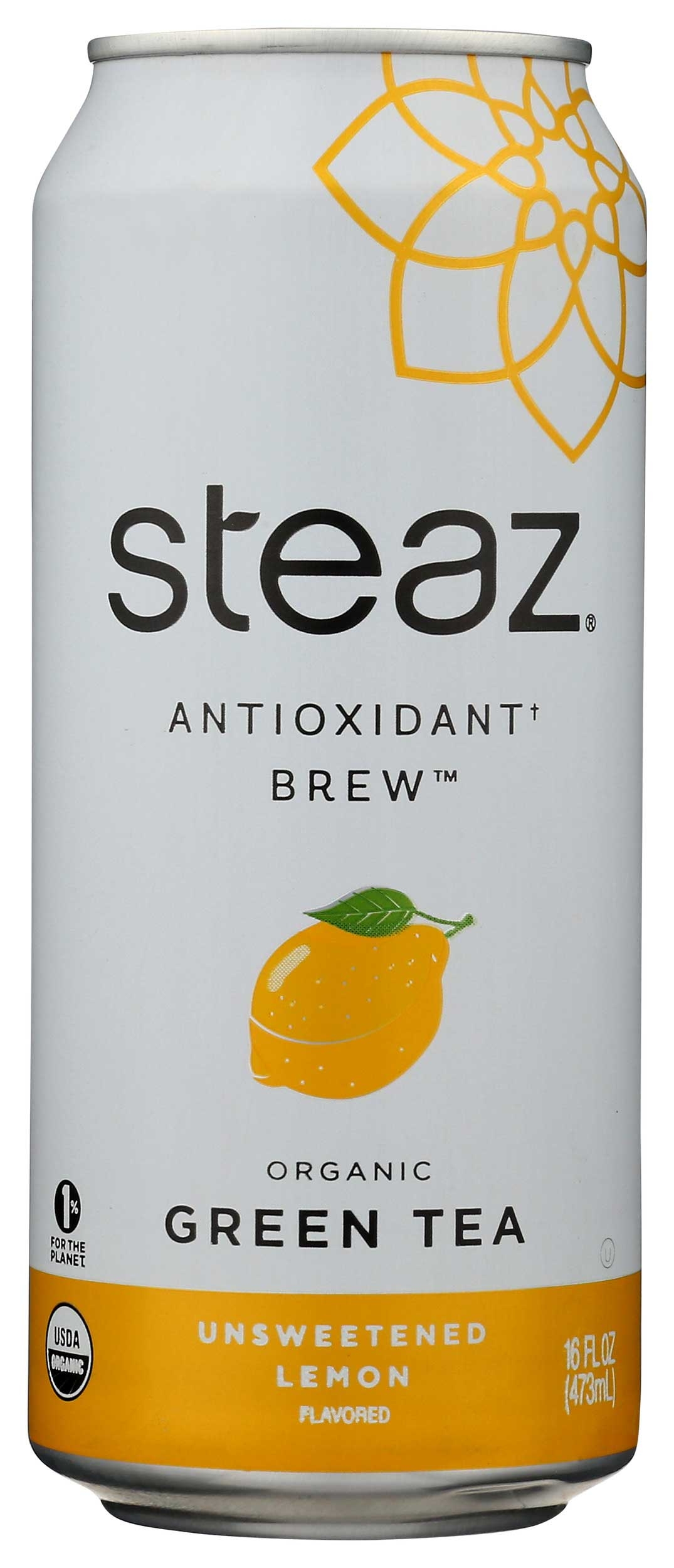 Steaz Unsweetened Green Tea with Lemon Organic Iced Teaz, 16 Ounce -- 12 per case.