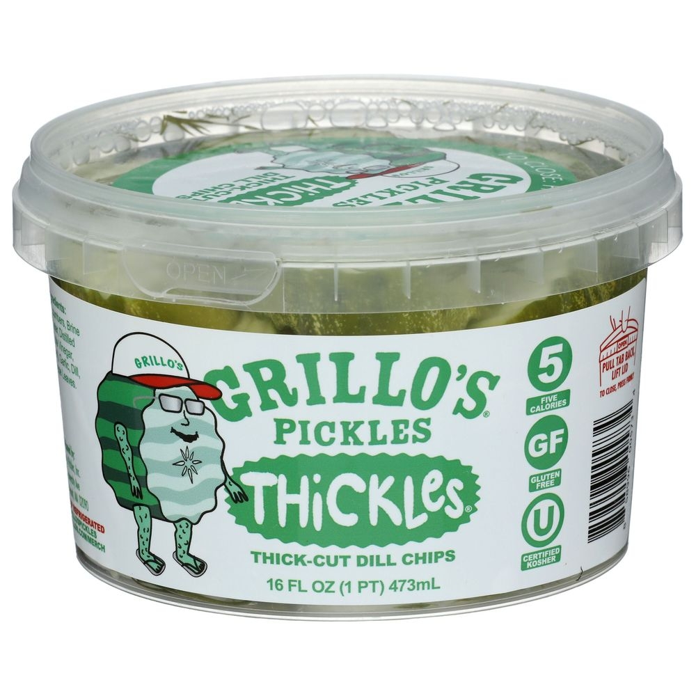 Grillos Thickles Thick Cut Dill Pickle Chips, 16 Fluid Ounce -- 6 per case