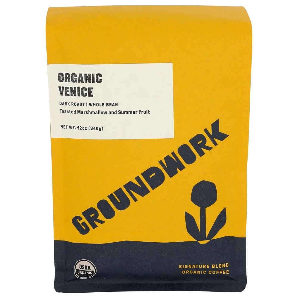 Groundwork Organic Venice Signature Blend Medium Roast Whole Bean Coffee, 12 Ounce -- 6 per case