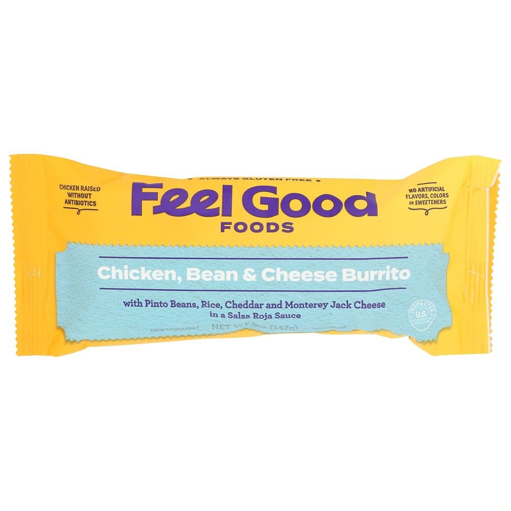 Feel Good Foods Chicken Bean and Cheese Burrito, 5 Ounce -- 12 per case
