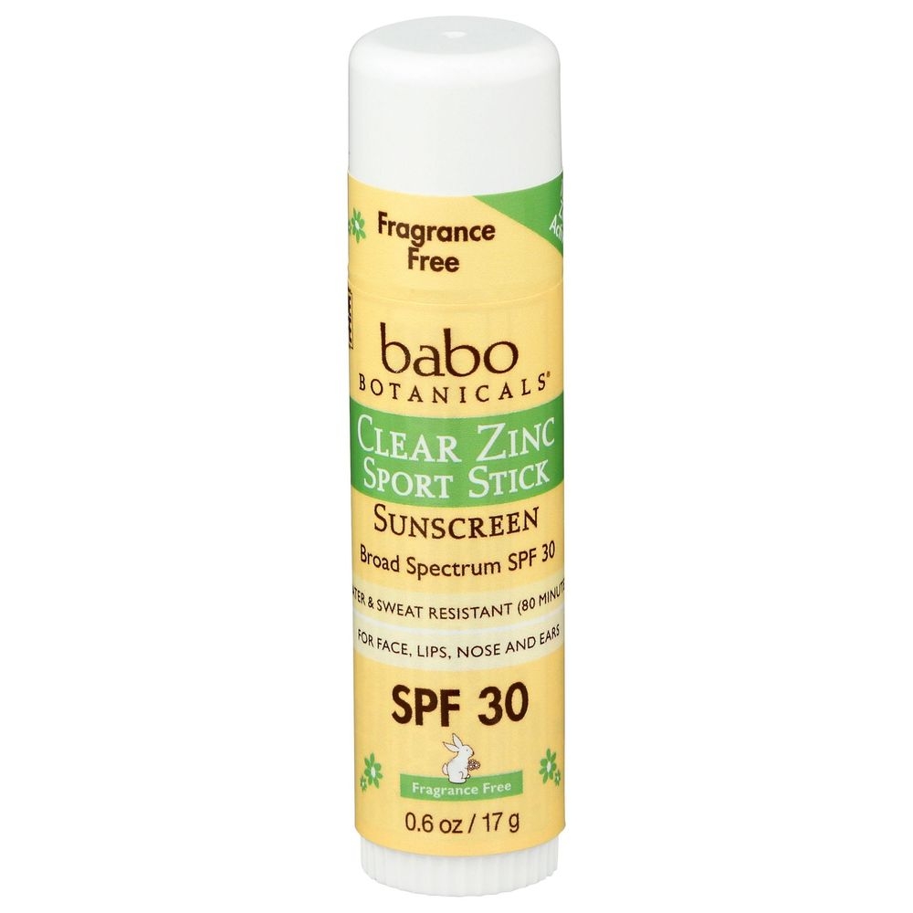 Babo Botanicals SPF30 Clear Zinc Sunscreen Sport Stick, 0.6 Ounce -- 12 per case