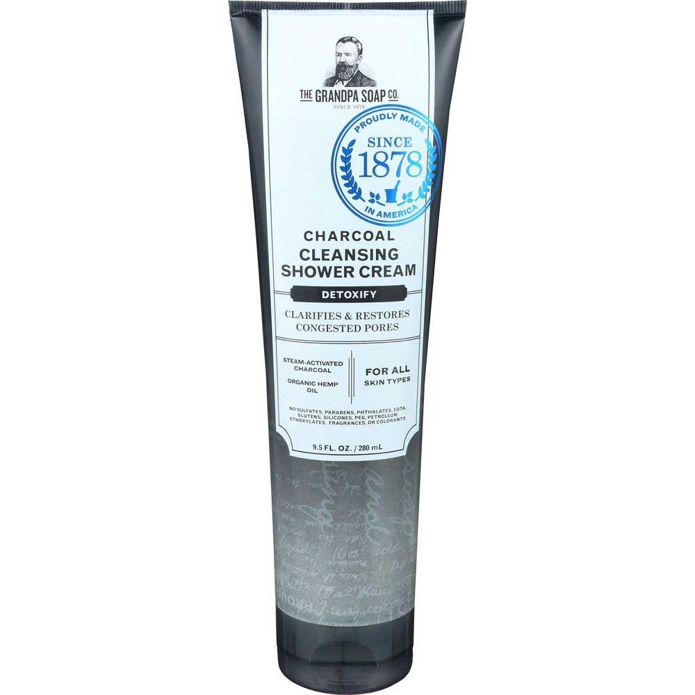 Grandpa Soap Charcoal Cleansing Shower Cream Body Wash, 9.5 Ounce