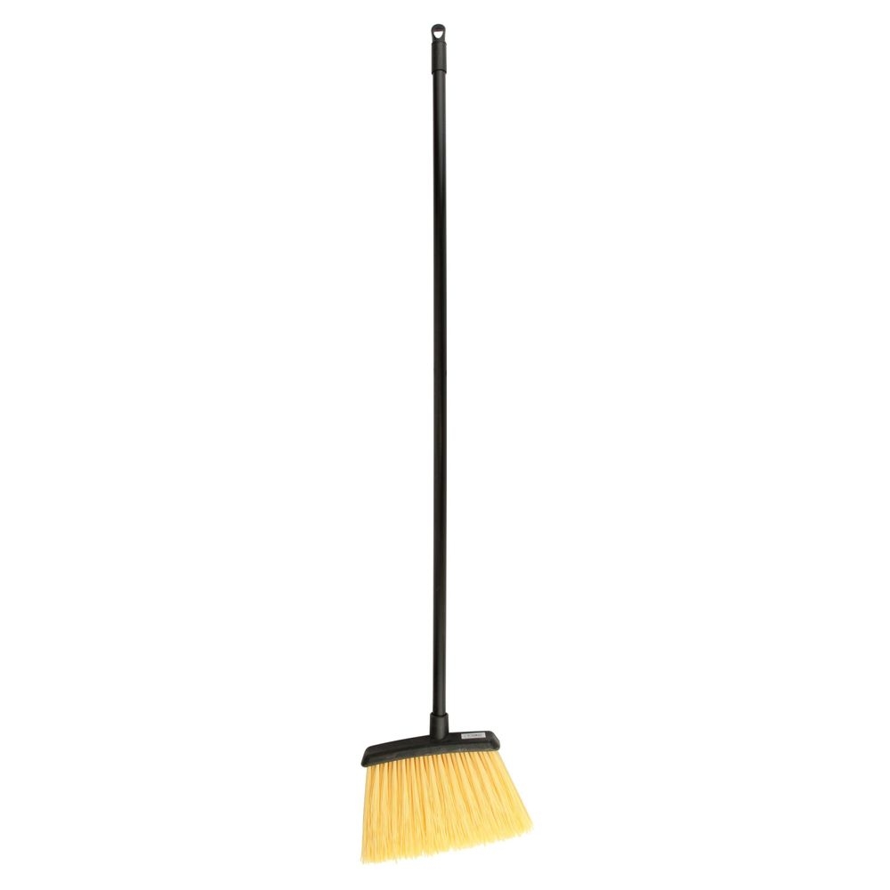 Carlisle 4688500 Duo-Sweep Natural Bristles Unflagged Heavy-Duty Angle Broom with Black Metal Handle, 48 inch Height