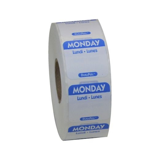 National Checking Durapeel Trilingual Monday Label, 1 x 1 inch -- 1000 per case