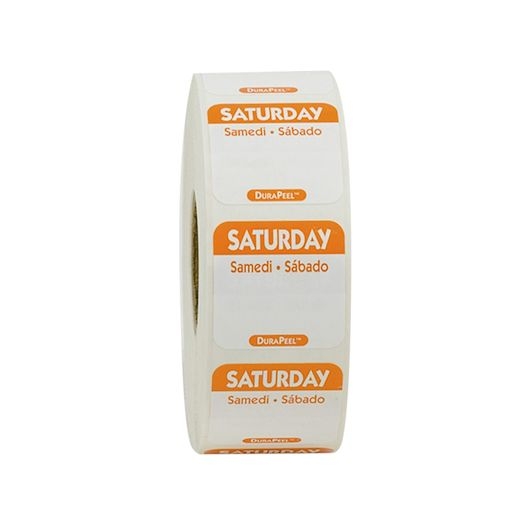 National Checking Durapeel Trilingual Saturday Label, 1 x 1 inch -- 1000 per case