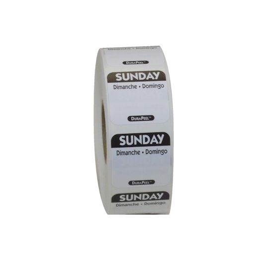 National Checking Durapeel Trilingual Sunday Label, 1 x 1 inch -- 1000 per case