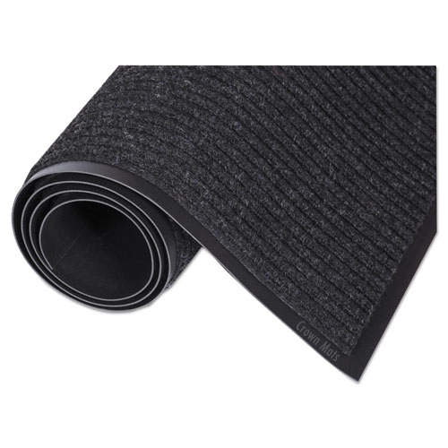 Crown Polypropylene Charcoal Needle-Rib Wiper/Scraper Mat, 36 x 120 inch