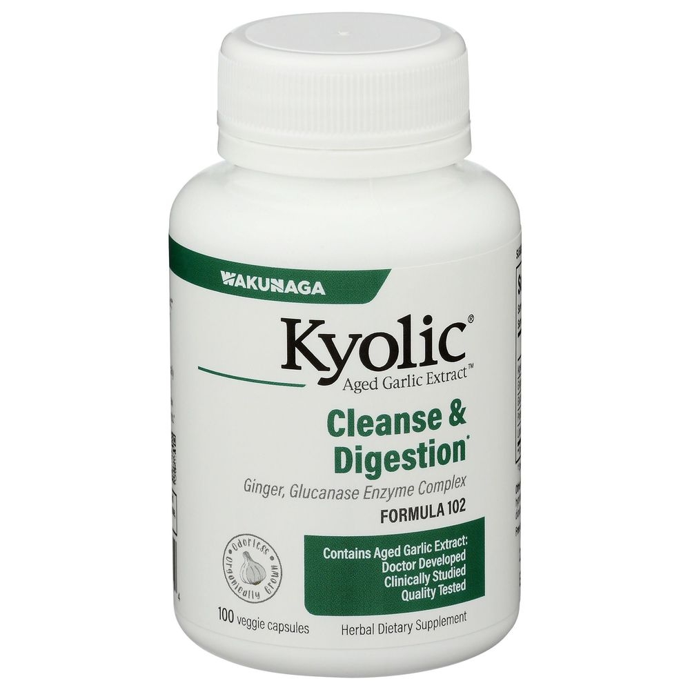 Kyolic Aged Garlic Extract Cleanse and Digestion Formula 102 Capsules, 100 count