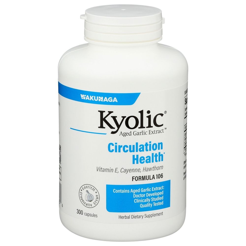 Kyolic Aged Garlic Extract Formula 106 Circulation Health Dietary Supplement Capsules, 300 count