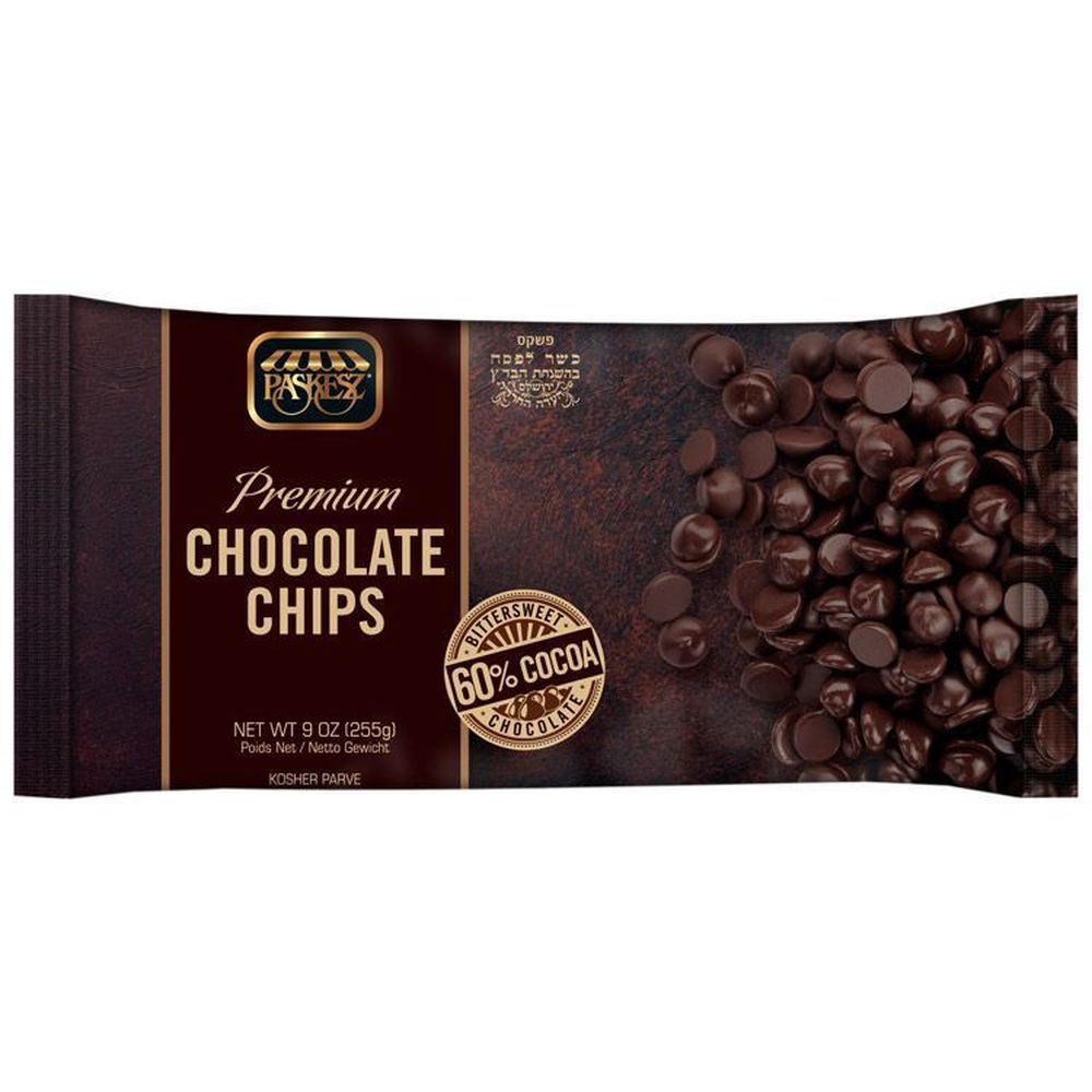 Paskesz Premium Chocolate Chips, 9 Ounce -- 24 per case