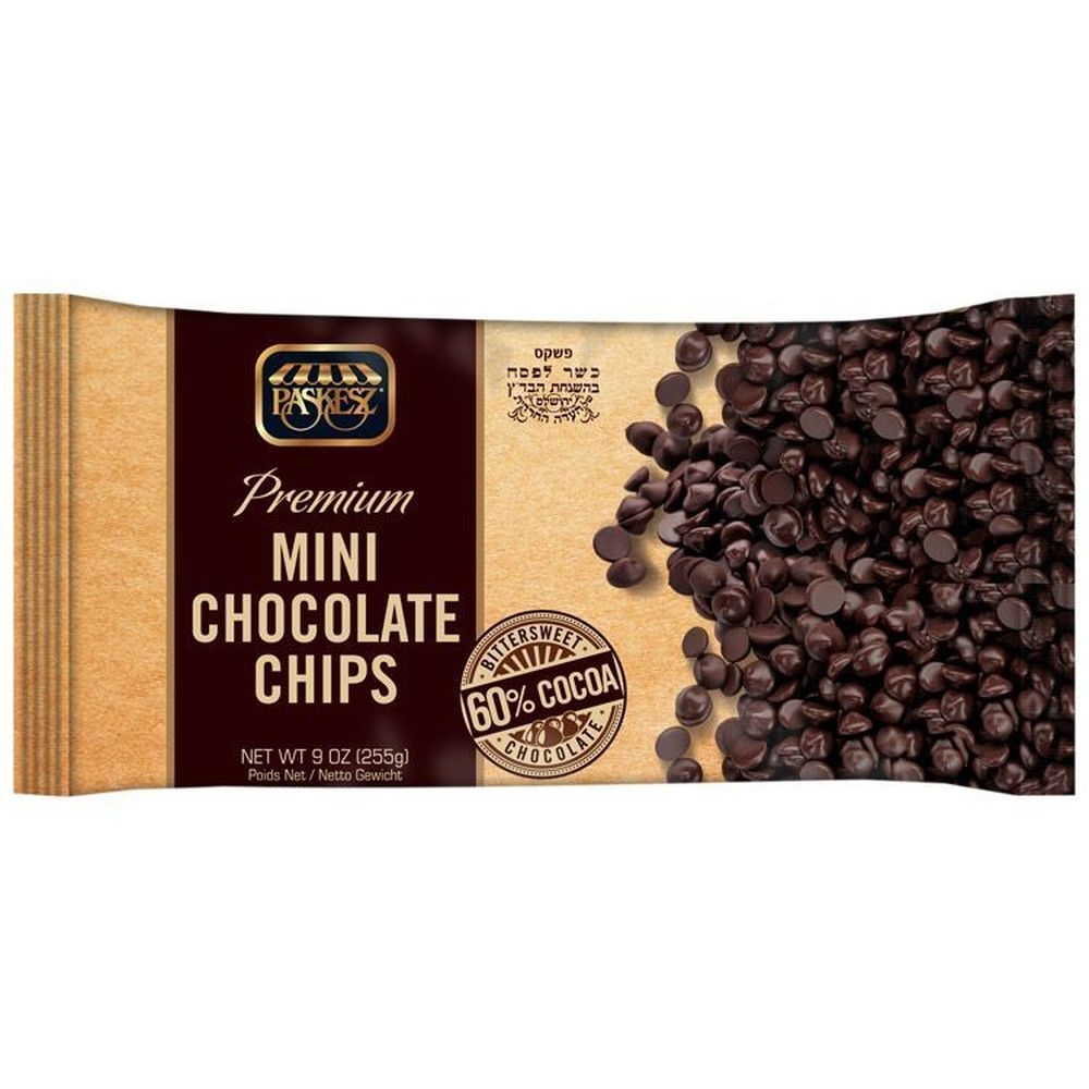 Paskesz Premium Mini Chocolate Chips, 9 Ounce -- 24 per case