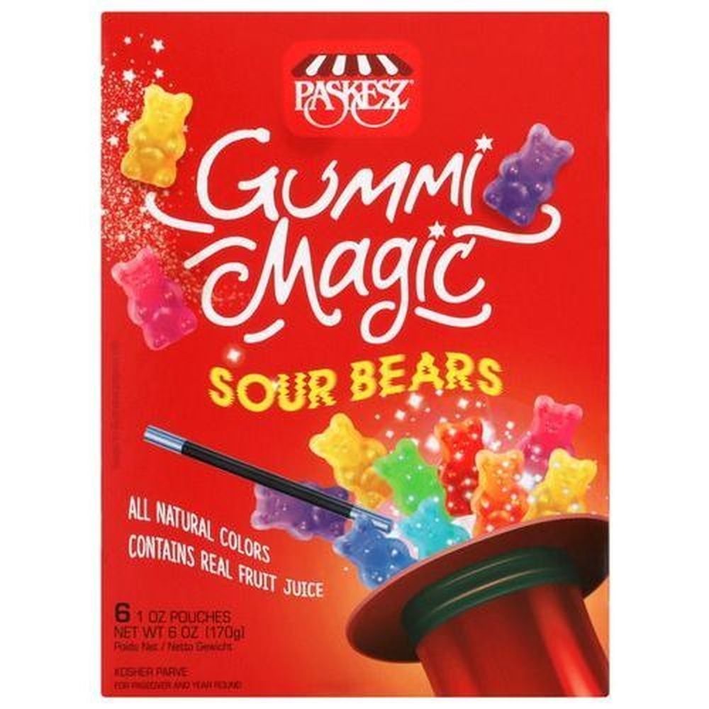 Paskesz Gummi Magic Sour Bears, 6 Ounce -- 12 per case