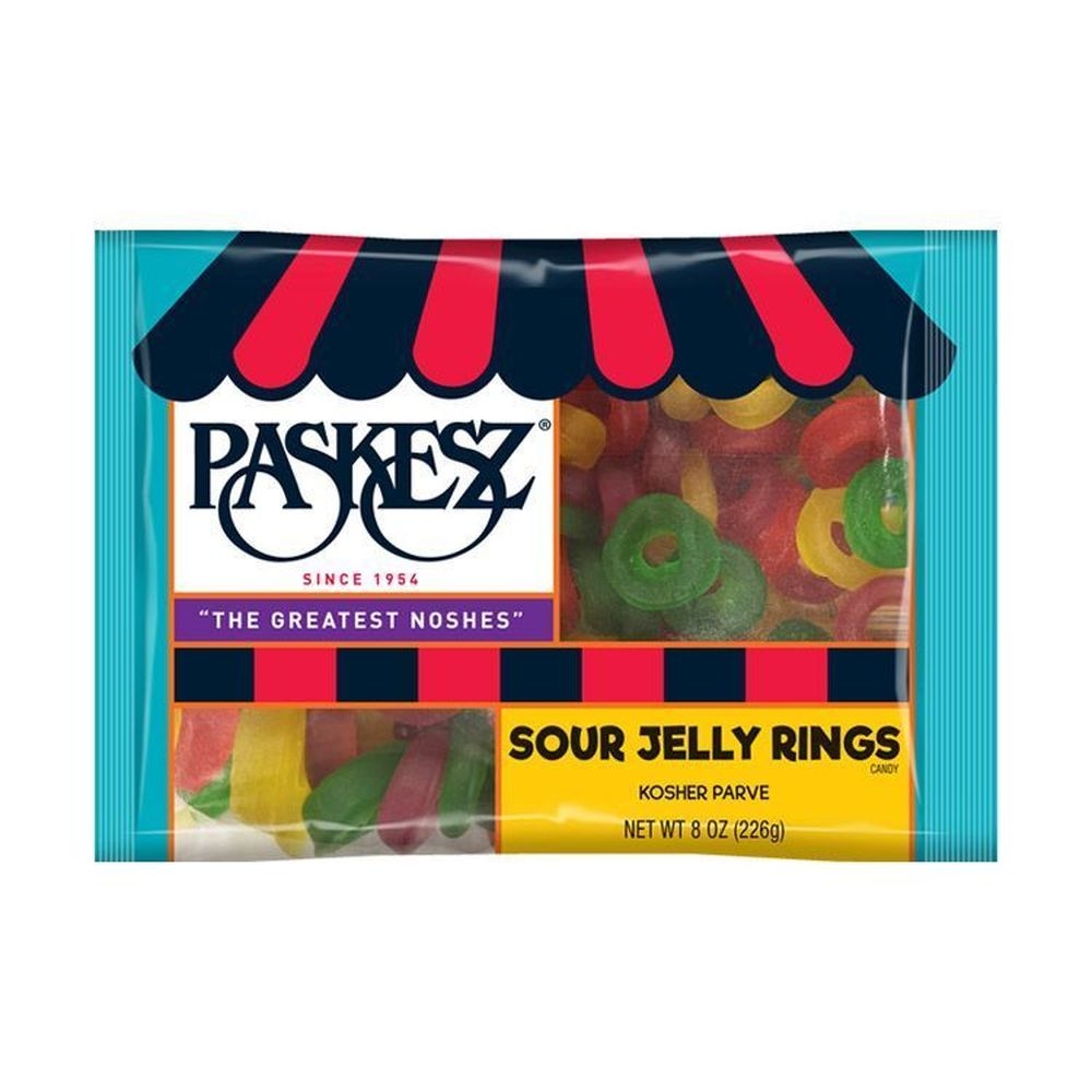 Paskesz Sour Jelly Rings, 8 Ounce -- 24 per case