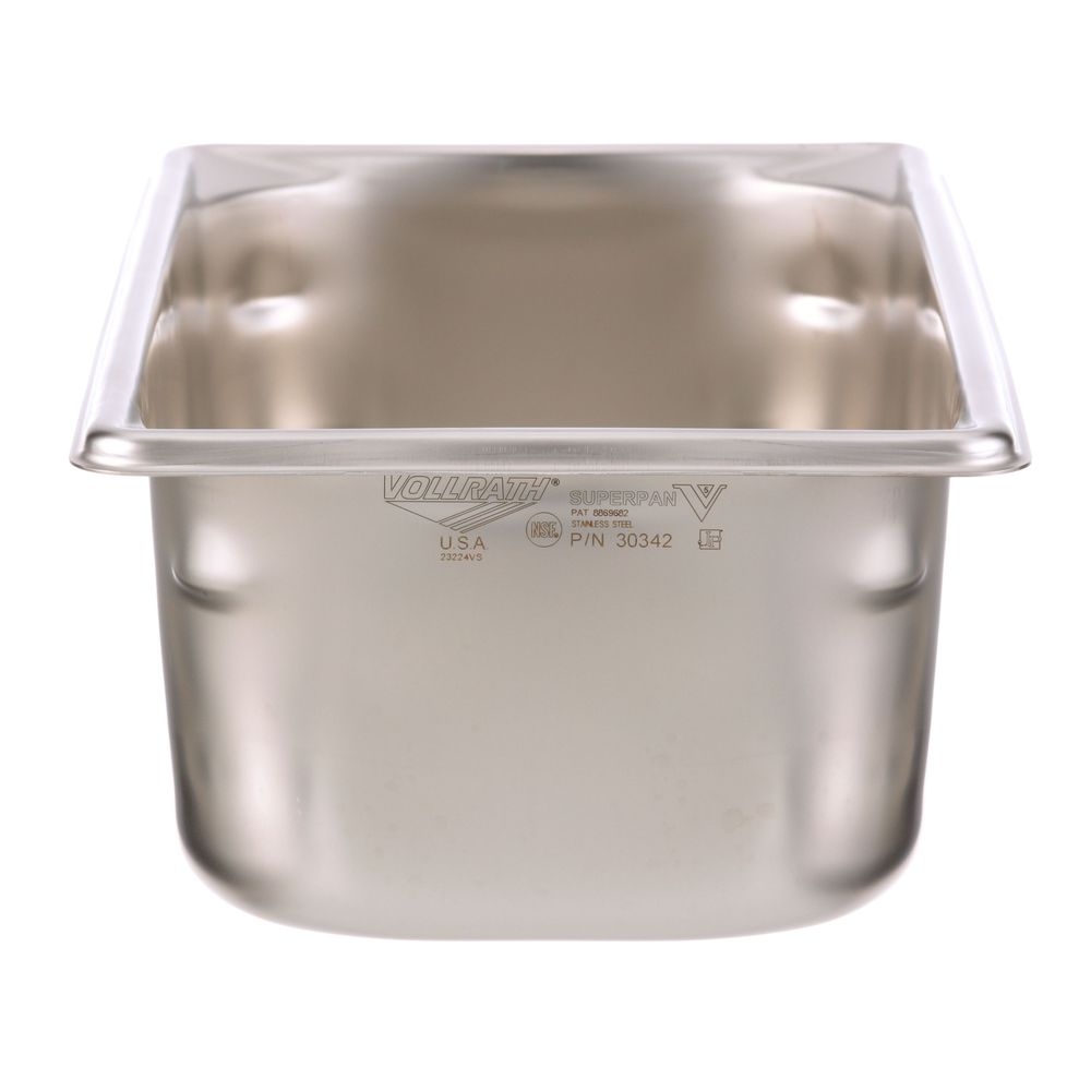 Vollrath 30342 Super Pan V Stainless Steel Third Size Steam Table Pan, 4 Inch Deep