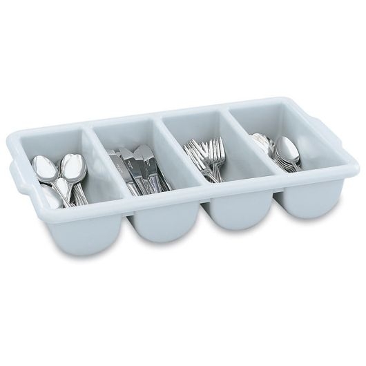 Cutlery Box, Gray Plastic Four Rounded Compartments -- 12 Per Case