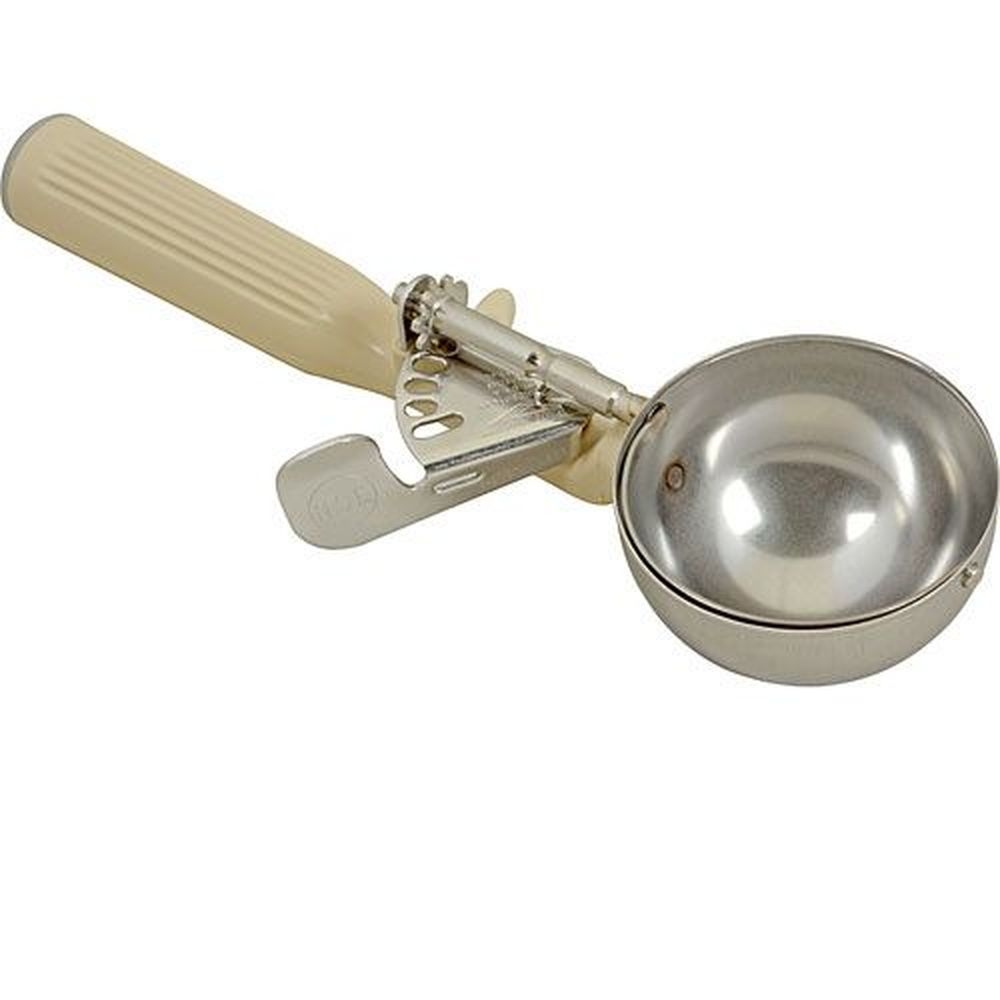 Vollrath 47141 Stainless Steel Antimicrobial Number 10 One Piece Thumb Disher with Black Handle, 3.25 Ounce Capacity